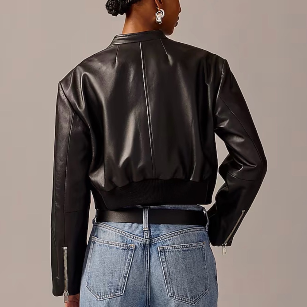 COPY - J CREW CROP WOMENS LAMB SKIN LEATHER SIZE (XS)! BLACK